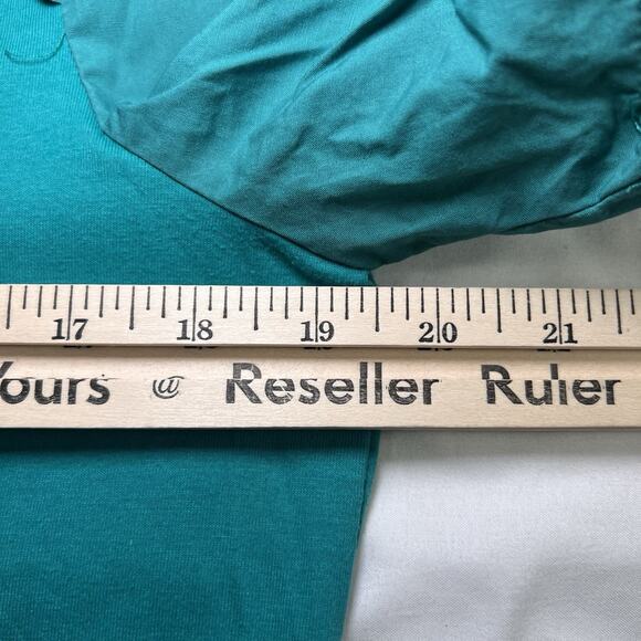 ENGLISH FACTORY Top Size M Teal Green Mini Ruffle Puff Sleeve Crew Neck T-Shirt - Picture 13 of 13